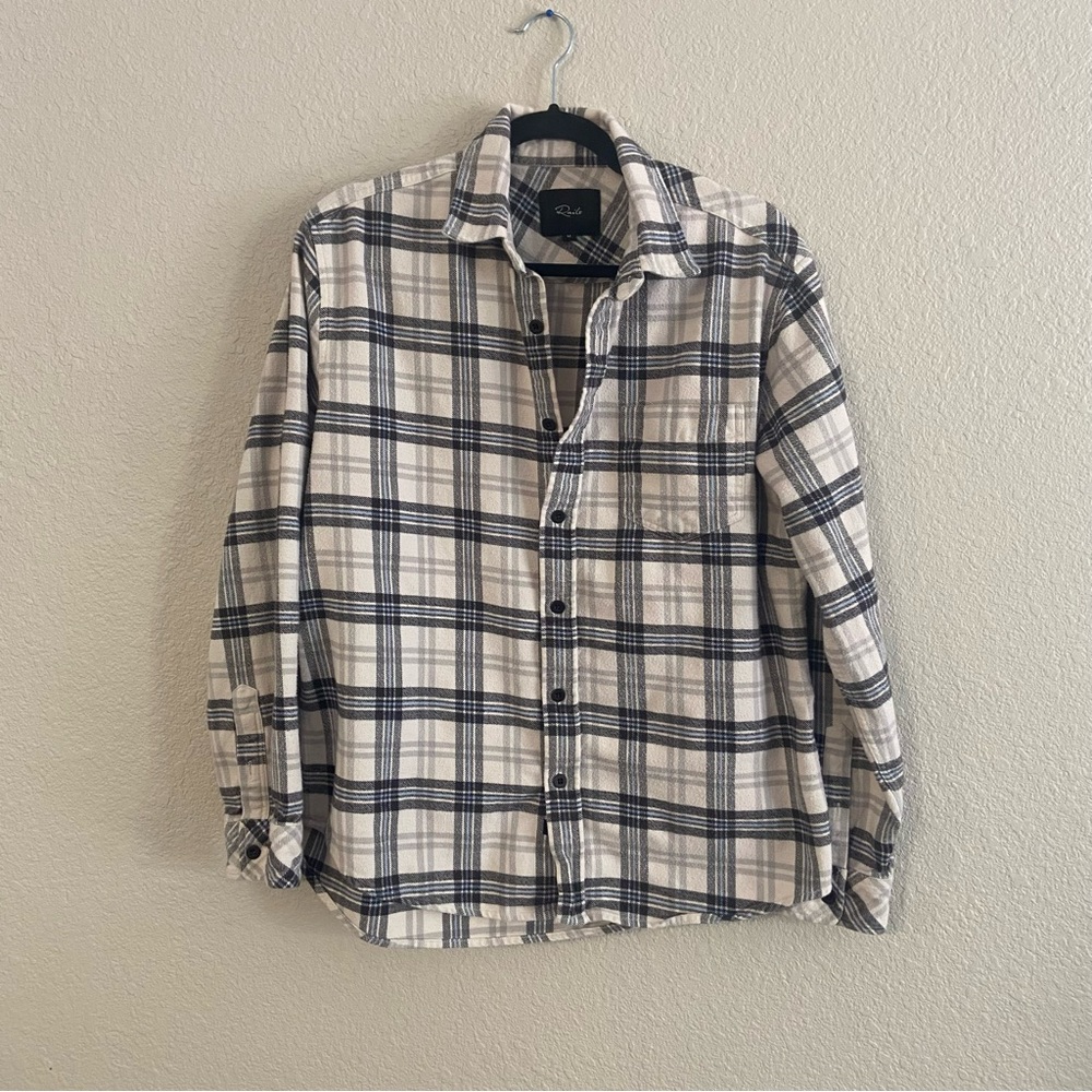 Rails Men’s Forest Cream Charcoal Blue Plaid Button Down Casual Shirt sz medium